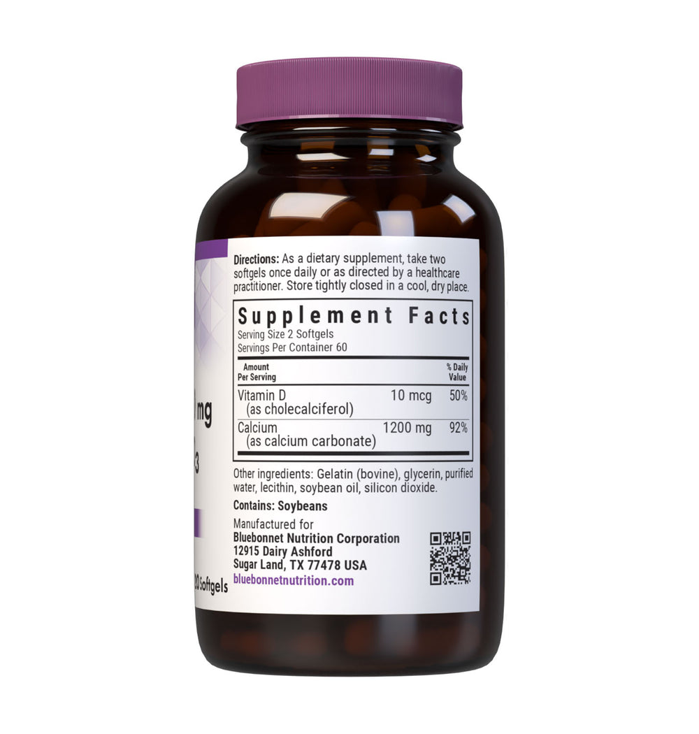Bluebonnet Nutrition CALCIUM 1200 mg & VITAMIN D3 (MILK-FREE) 120 softgels thumbnail 2