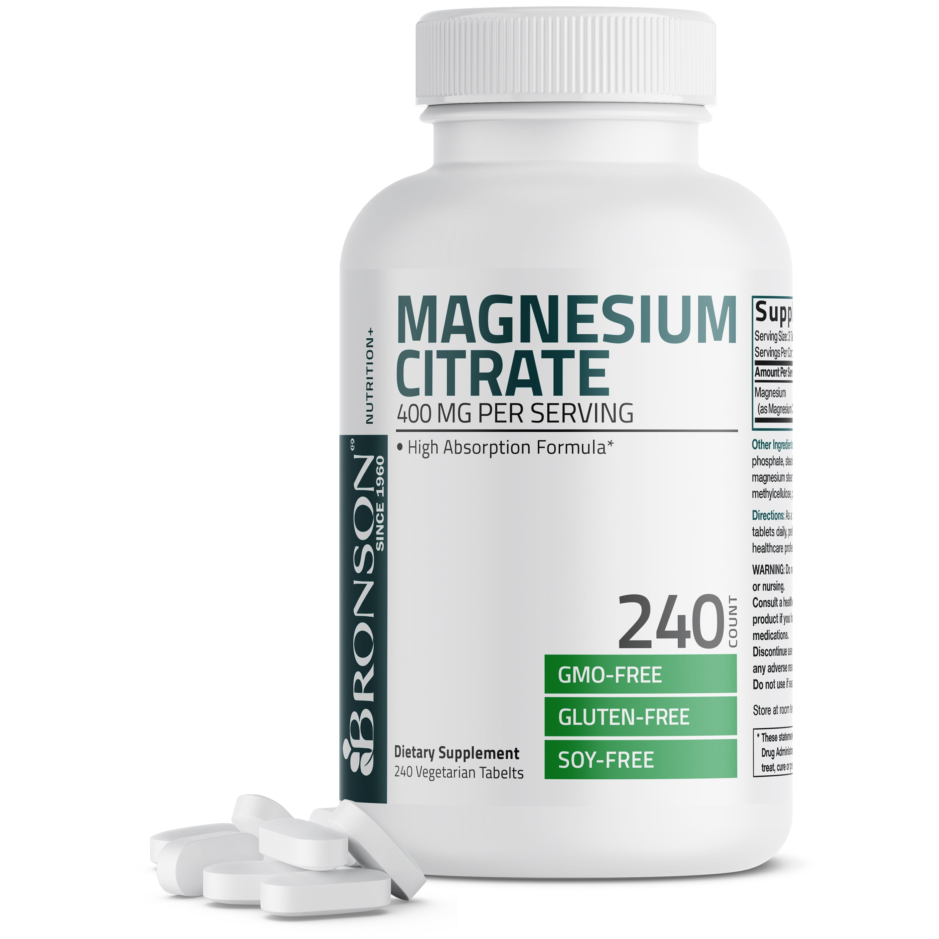 Bronson Vitamins Magnesium Citrate 120 Tabs thumbnail 2