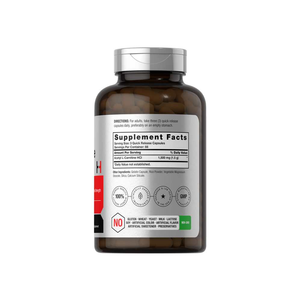 Horbäach Acetyl L-Carnitine 1500mg per Serving | 200 Capsules thumbnail 2