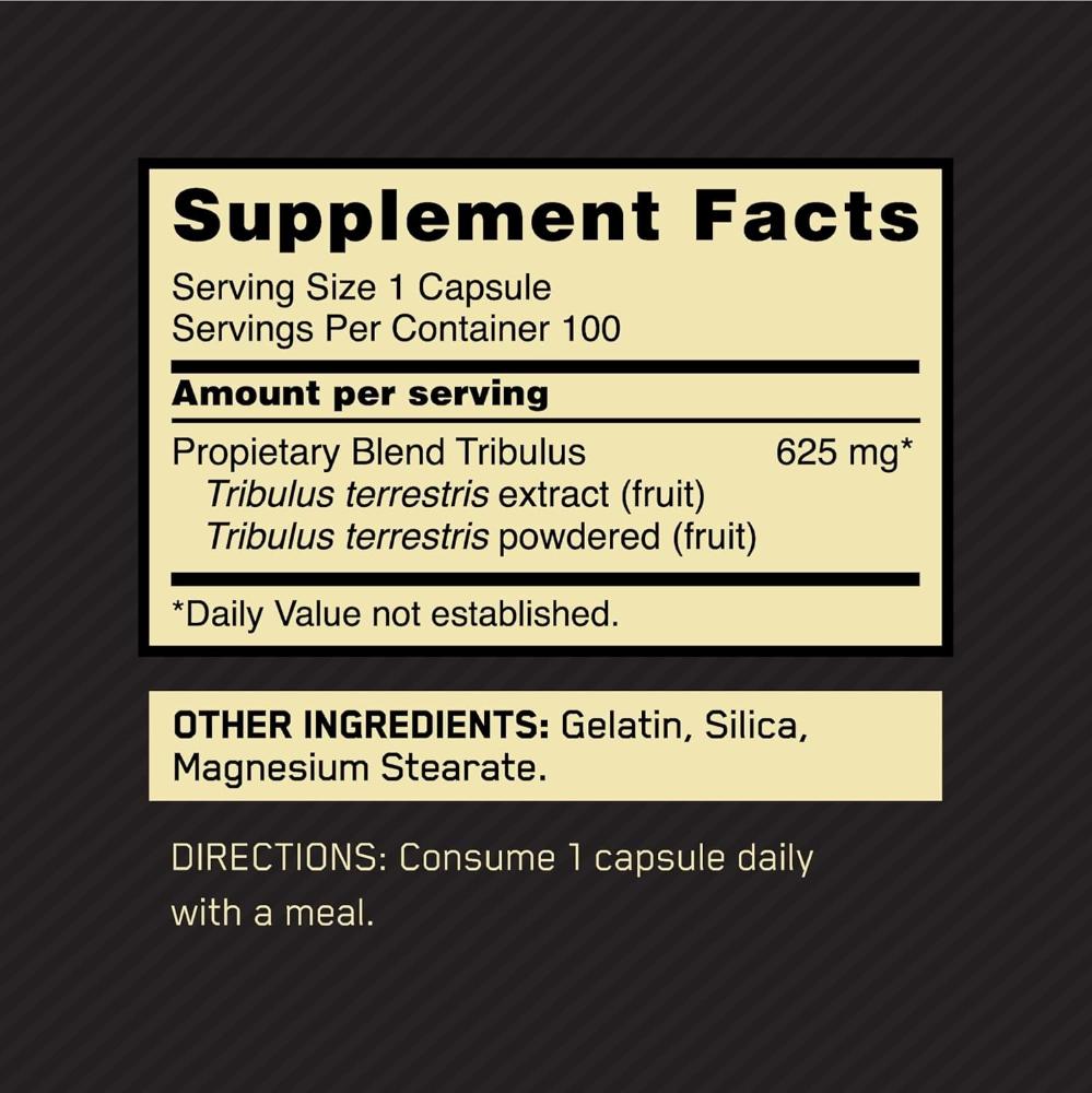 Optimum Nutrition Tribulus 625mg – Standardized Extract, 100 Capsules thumbnail 3