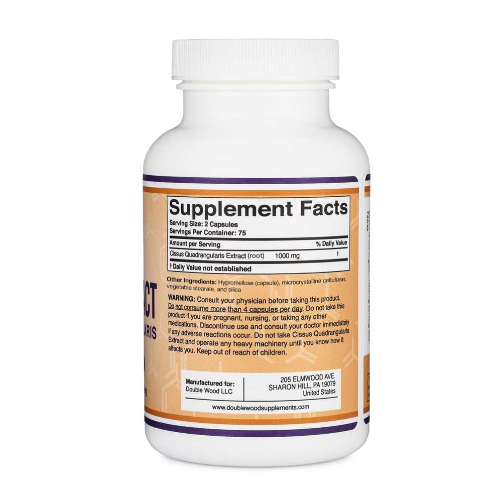 Double Wood Supplements – Cissus Extract 1000mg | Bone, Joint & Tendon Support | 150 Ct thumbnail 2