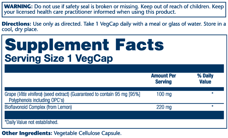 Solaray Grape Seed Extract 100mg 60 Caps thumbnail 2