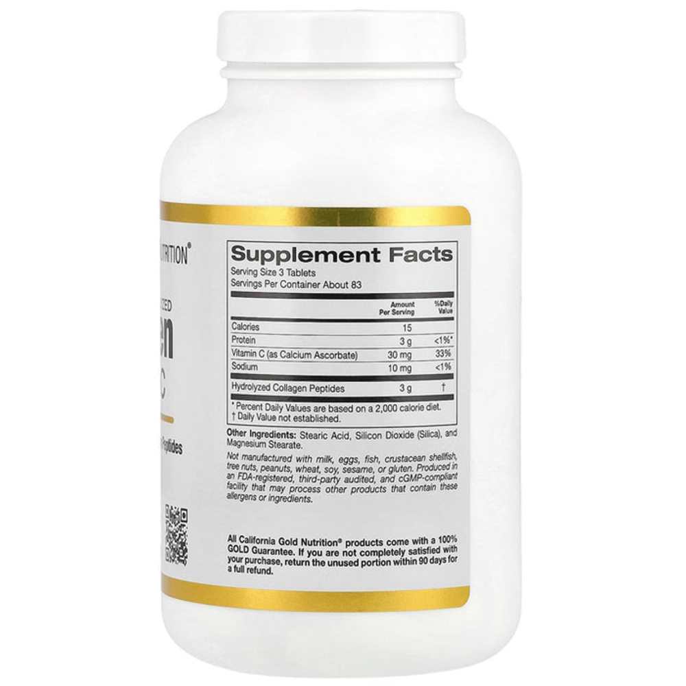 California Gold Nutrition – Hydrolyzed Collagen + Vitamin C | 250 Tablets | Skin & Joint Support thumbnail 2