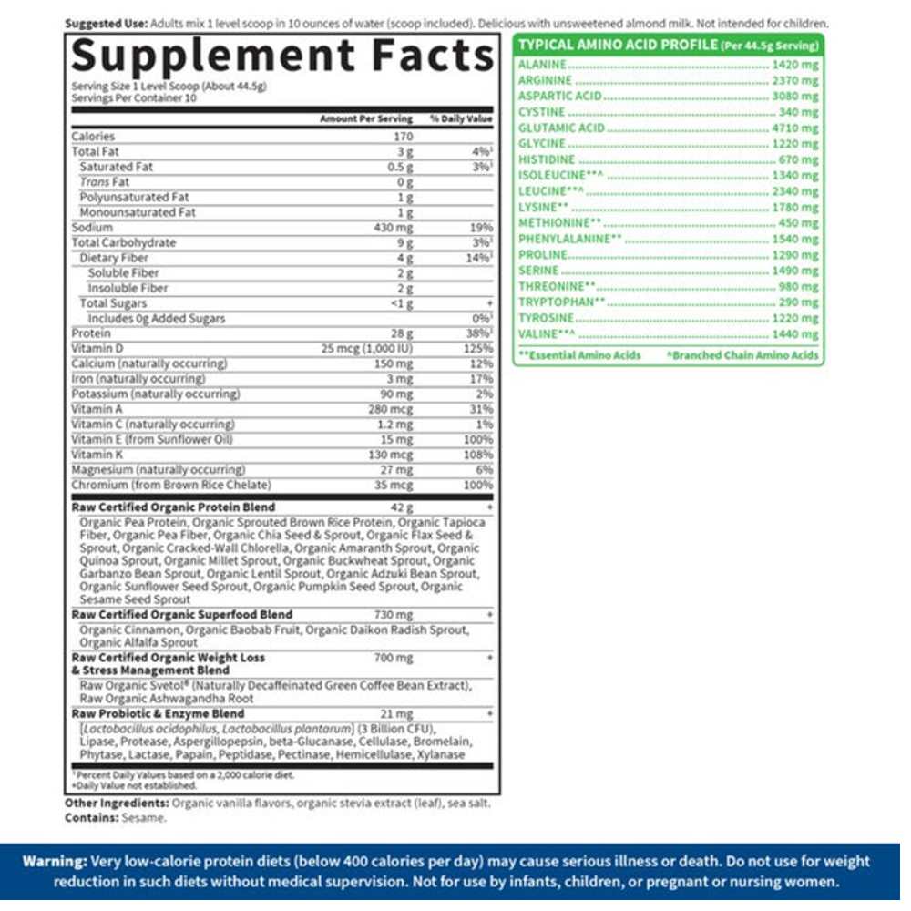 Garden of Life Raw Organic Fit Protein Original Powder 445g thumbnail 2