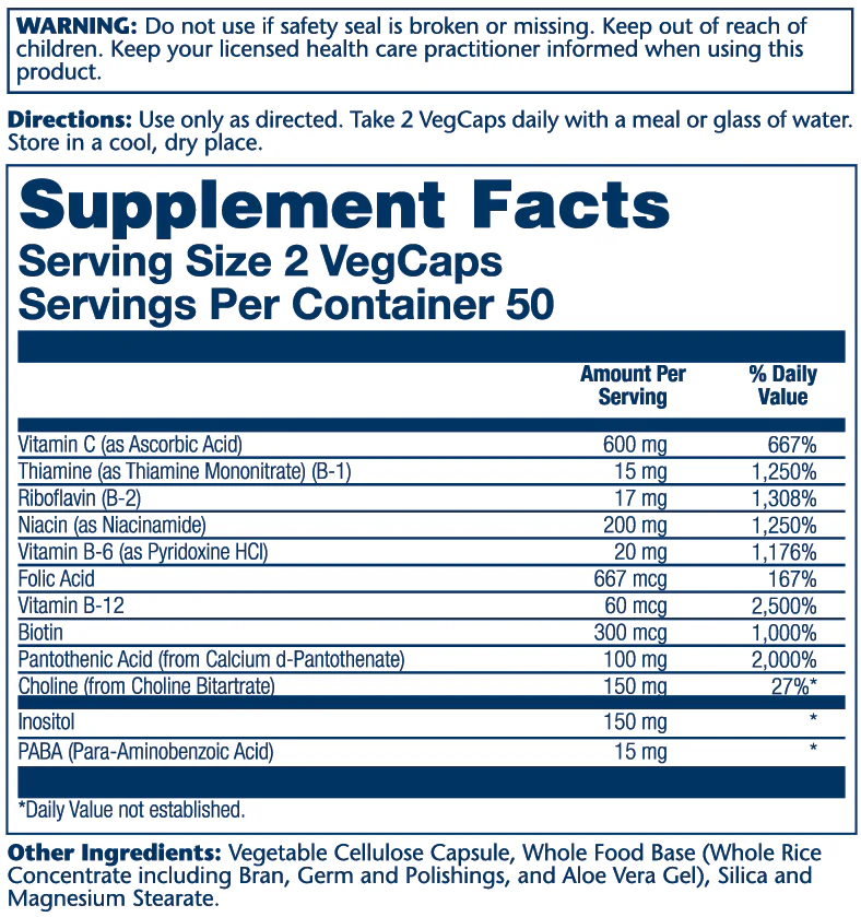 Solaray Vitamin B-Stress 100 Caps thumbnail 2