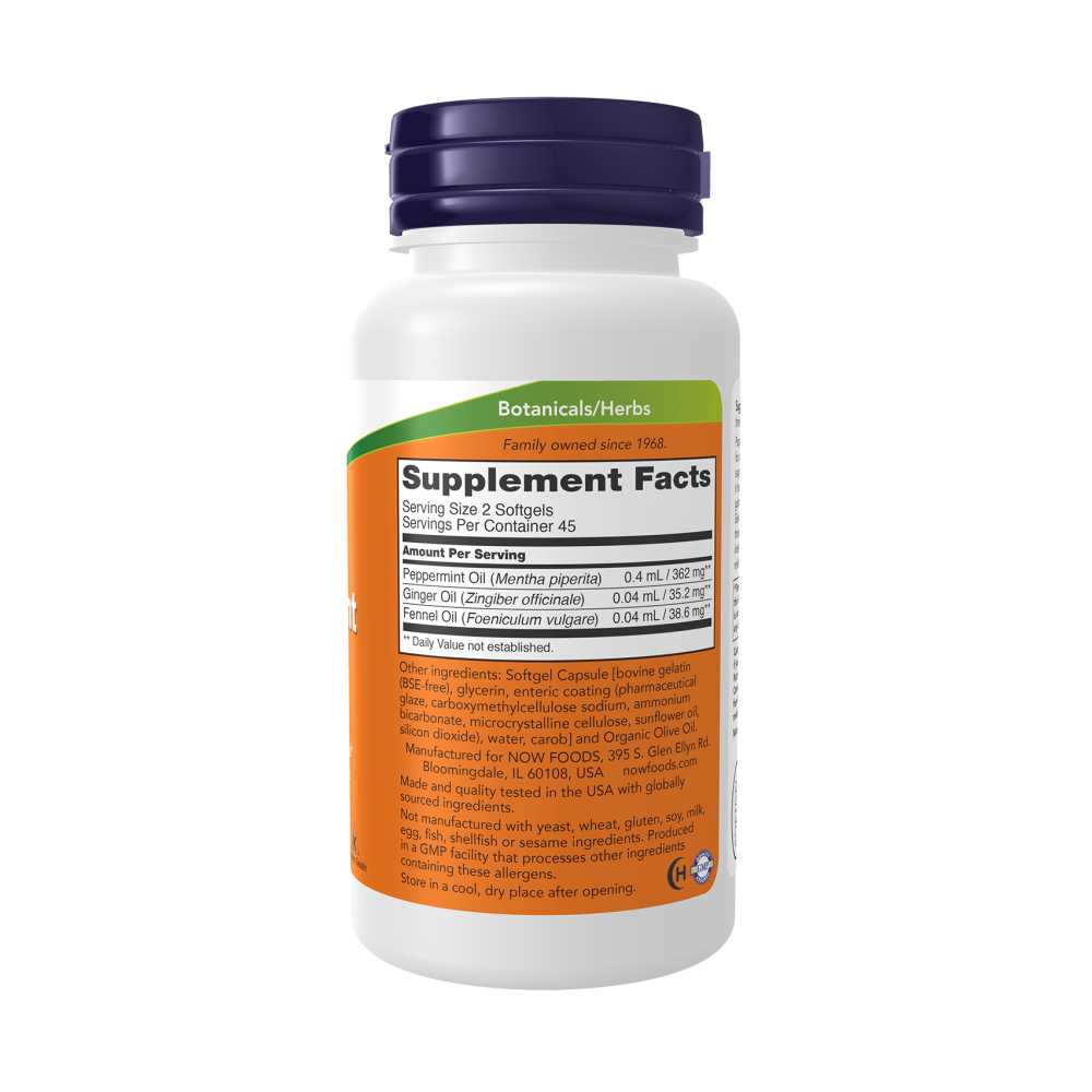 Now Foods Peppermint Gels – Enteric Coated Digestive Support with Ginger & Fennel Oils – 90 Softgels thumbnail 2
