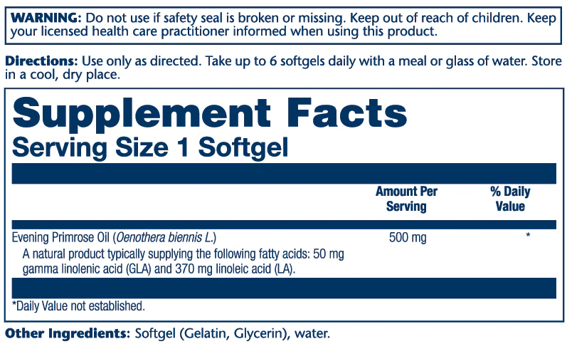 Solaray Evening Primrose 500mg 90 Softgels thumbnail 2