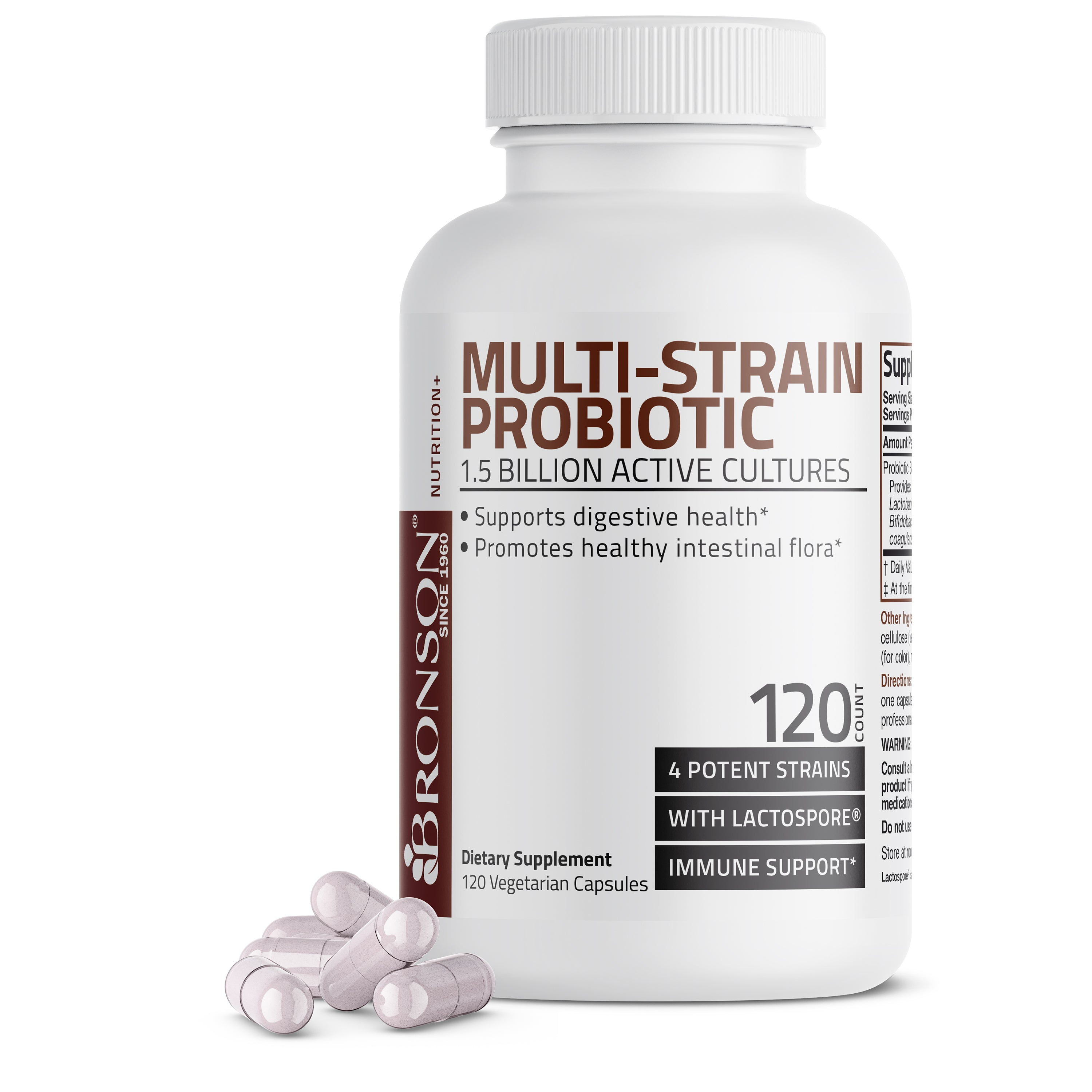 Bronson Vitamins Multi-Strain Probiotic - 1.5 Billion Cfu 60 Caps thumbnail 2