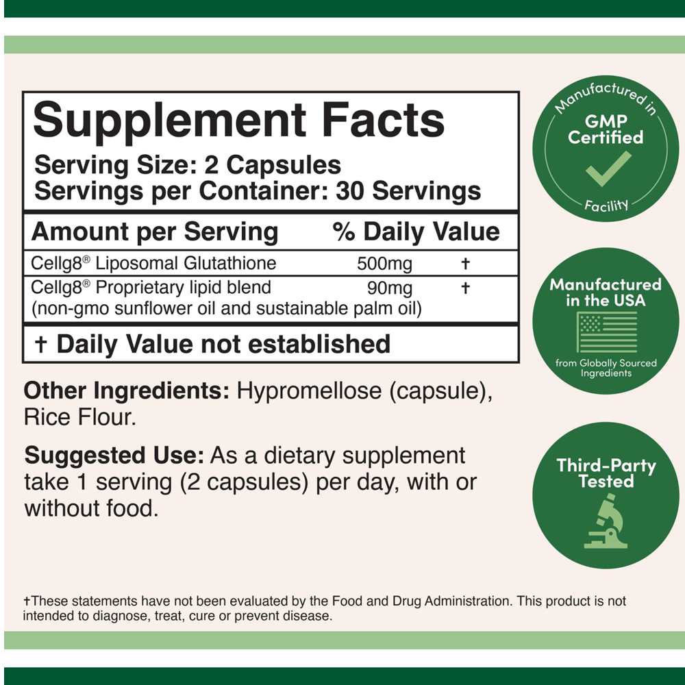 Double Wood Liposomal Glutathione – 500mg – 60 Capsules thumbnail 2