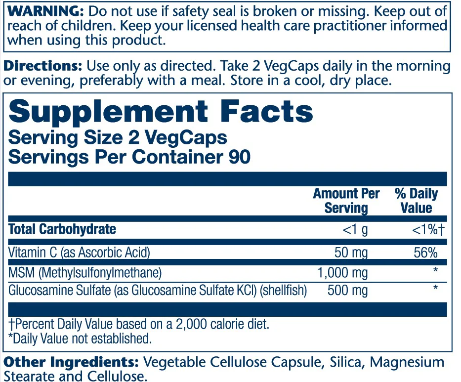 Solaray Msm & Glucosamine 180 Caps thumbnail 2