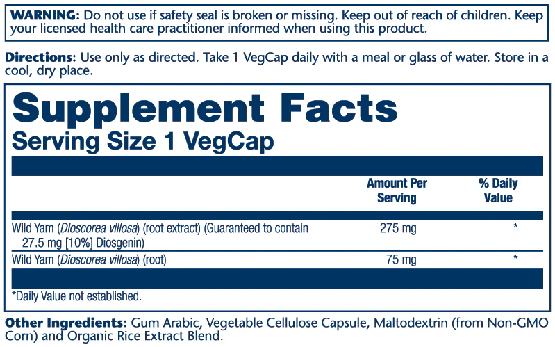Solaray Wild Yam Root Extract 275mg 60 Caps thumbnail 2