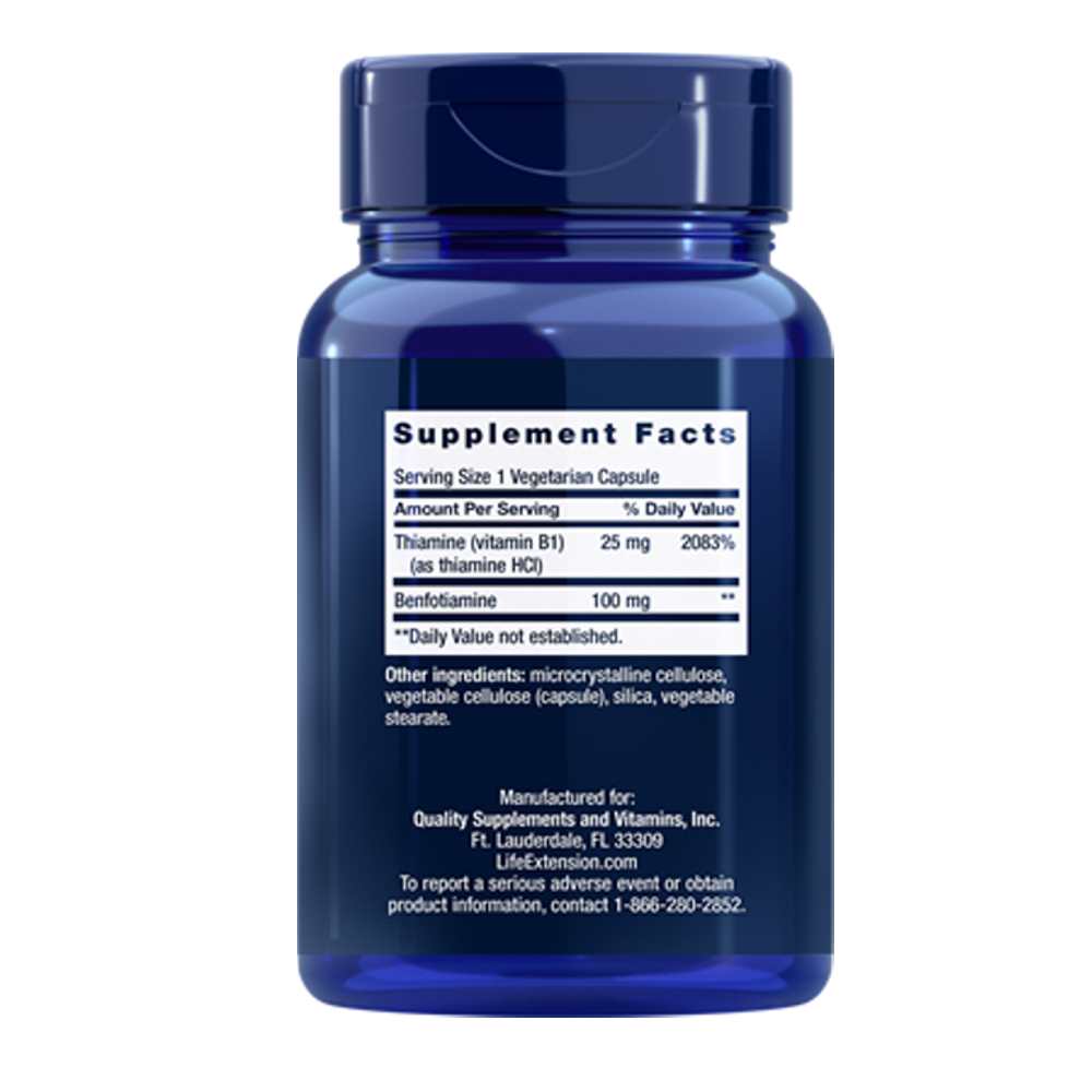 Life Extension Benfotiamine with Thiamine 100 Mg – 120 Vegetarian Capsules thumbnail 2