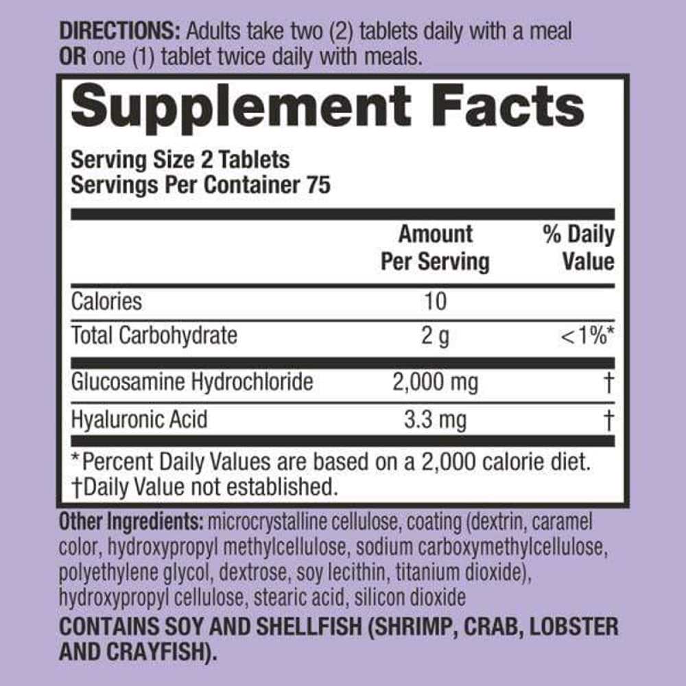 Schiff Glucosamine 2000 Mg with Hyaluronic Acid – 150 Coated Tablets thumbnail 2