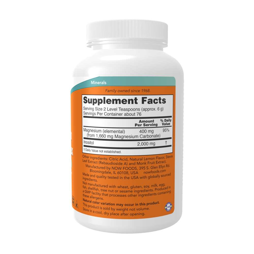 Now Foods Magnesium Inositol Relax – Fizzy Lemonade Flavor – Nervous System Support & Relaxation Formula – 16 Oz (454g) Powder thumbnail 2