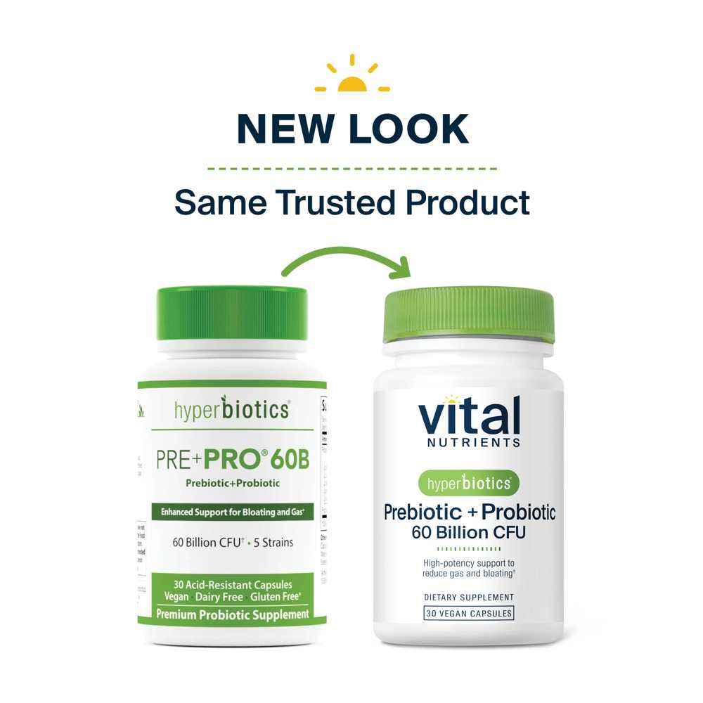 Vital Nutrients Hyperbiotics Prebiotic + Probiotic 60 Billion Cfu 30 Caps thumbnail 3