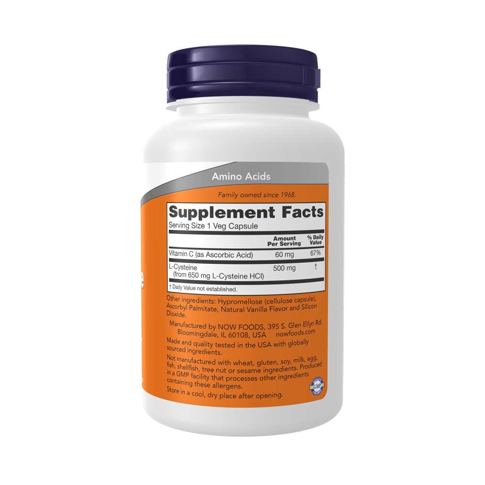 Now Foods L-Cysteine 500 Mg – Structural Support with Vitamin C for Hair, Skin & Nails – 90 Veg Capsules thumbnail 2
