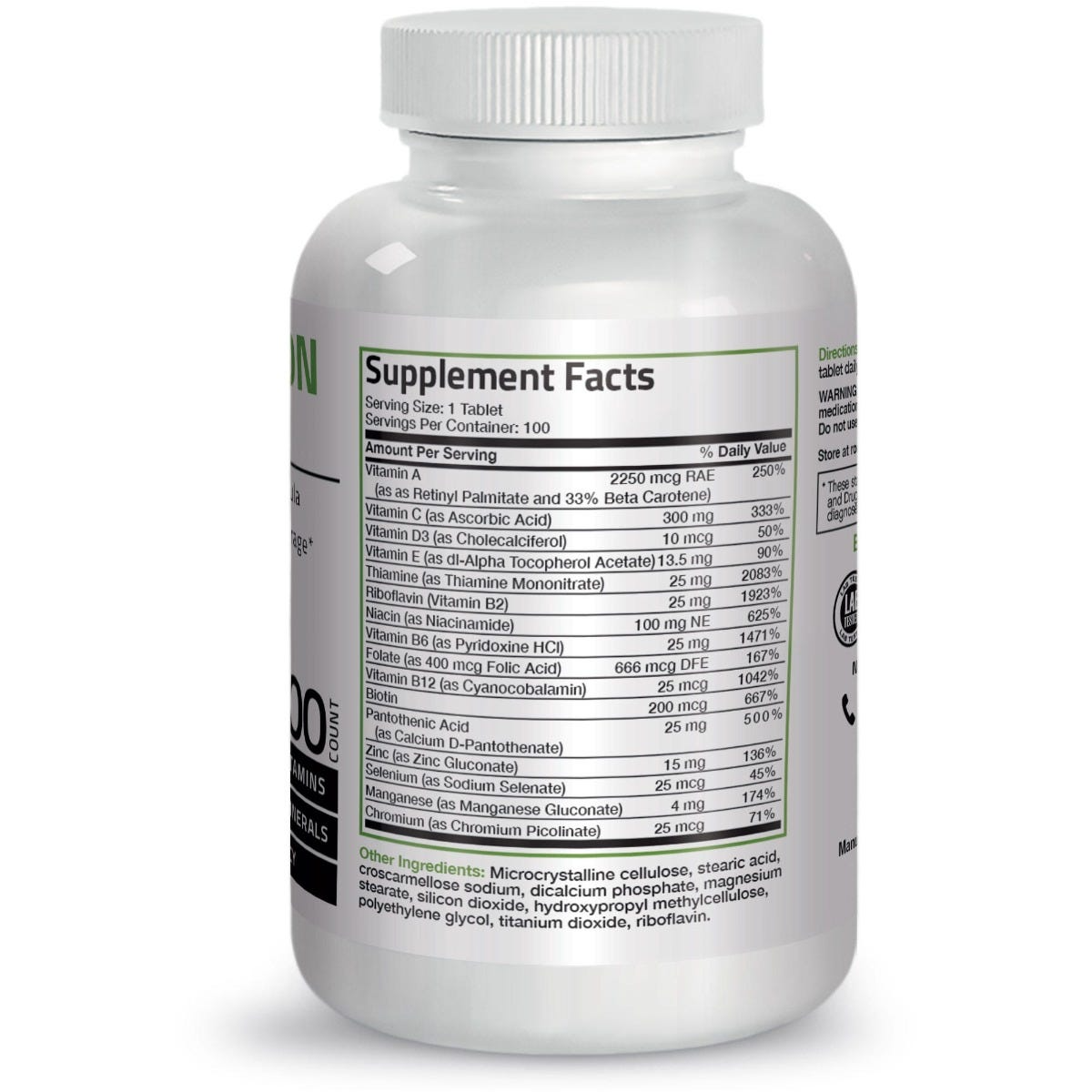 Bronson Vitamins the Bronson Formula® Once Daily Multivitamin - 100 Tablets thumbnail 2