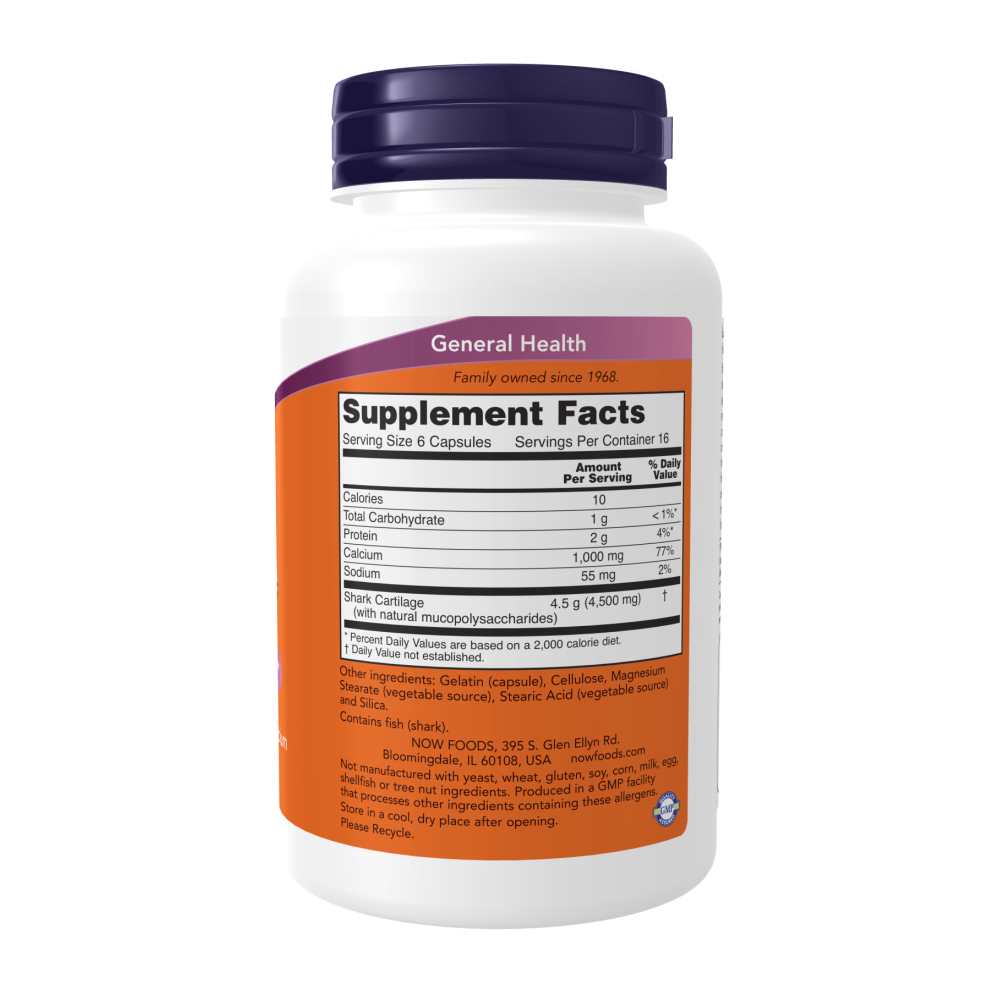 Now Foods Shark Cartilage 750mg – Promotes Skeletal Health – 100 Capsules thumbnail 3