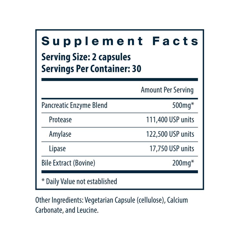 Vital Nutrients Pancreatin & Ox Bile Extract 60 Caps thumbnail 3
