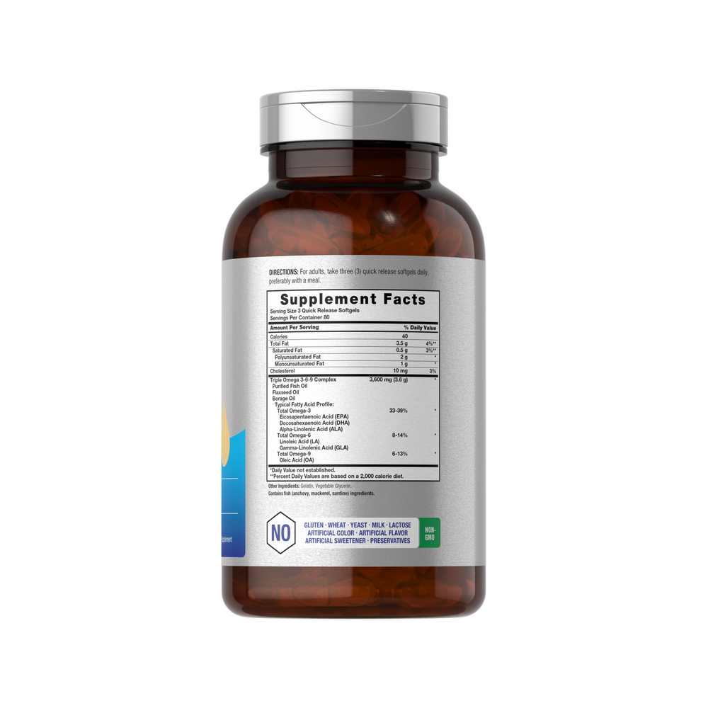 Horbäach Fish Oil Omega 3-6-9 3600mg per Serving | 240 Softgels thumbnail 2