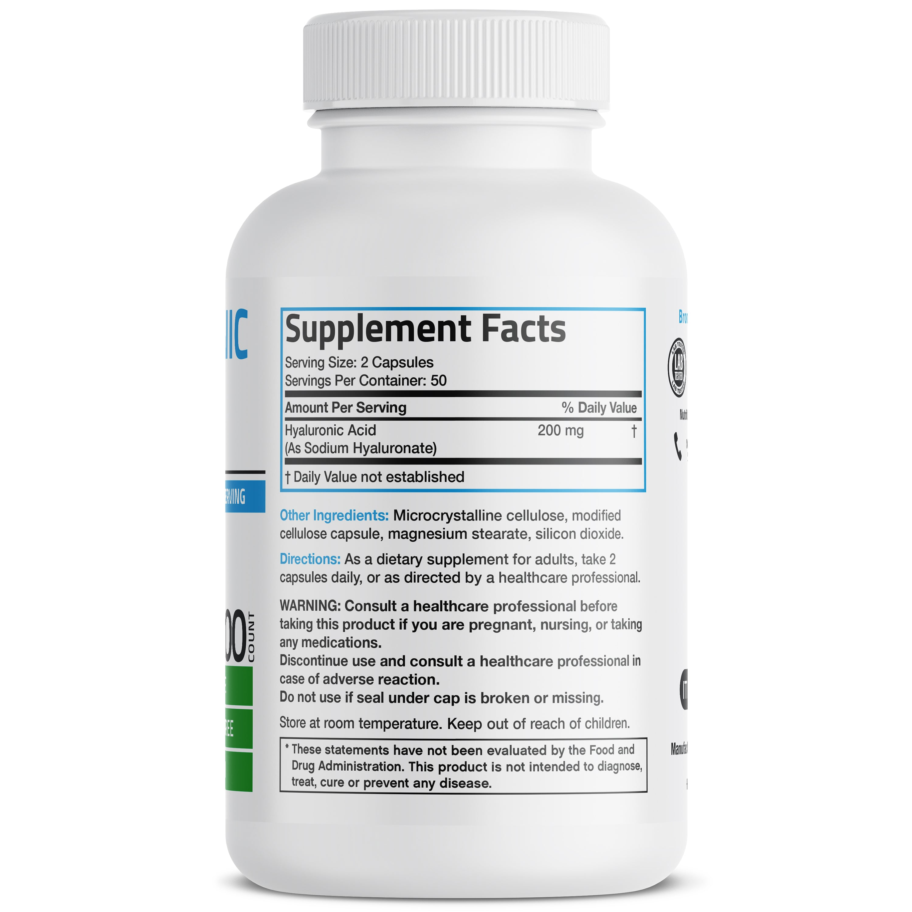 Bronson Vitamins Hyaluronic Acid 200 Mg 100 Caps thumbnail 3