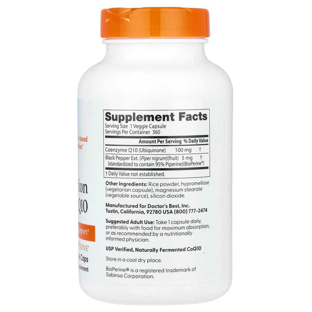 Doctor's Best High Absorption Co Q10 with Bio Perine, 100 Mg, 360 Veggie Caps thumbnail 2