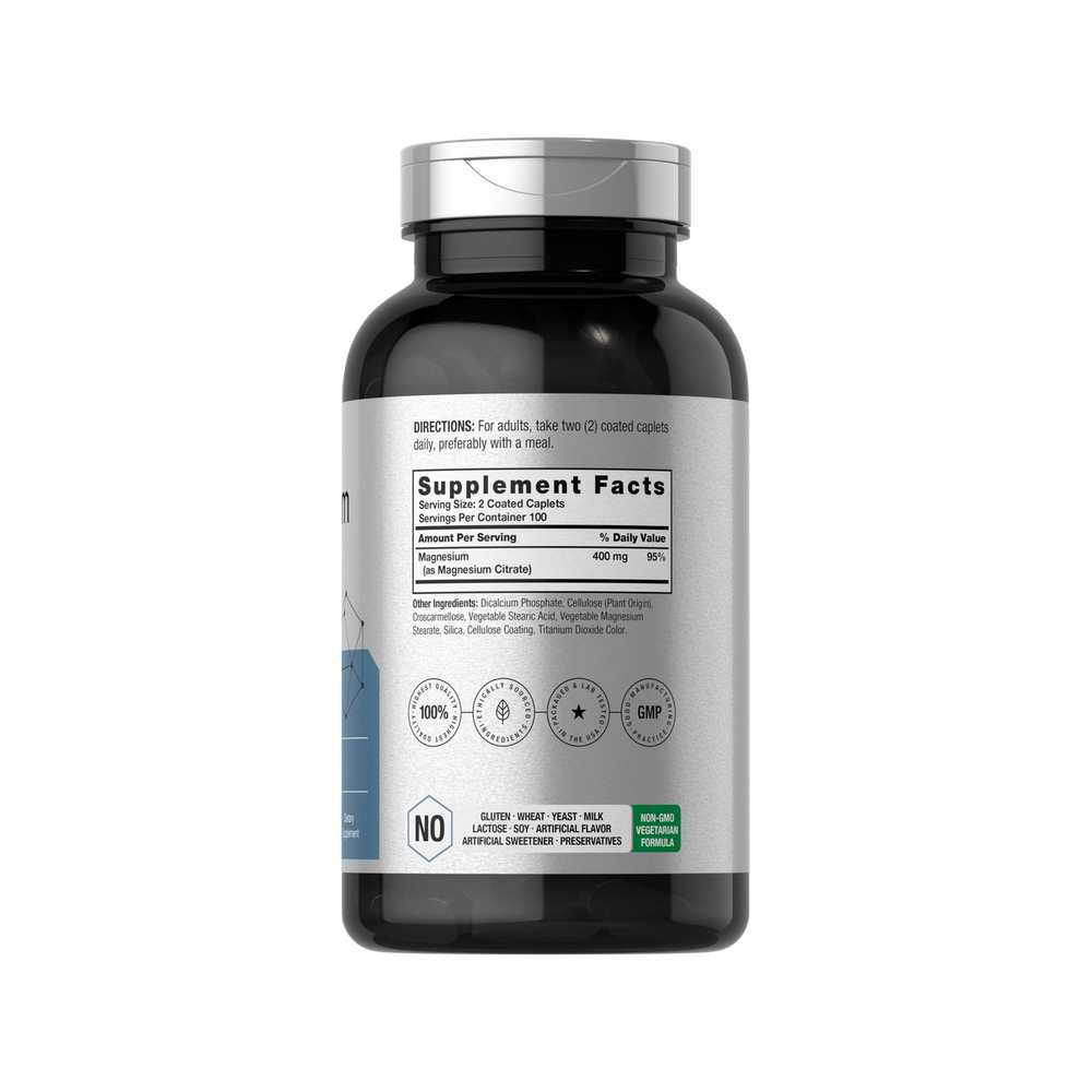 Horbäach Magnesium Citrate 400mg per Serving | 200 Caplets thumbnail 2