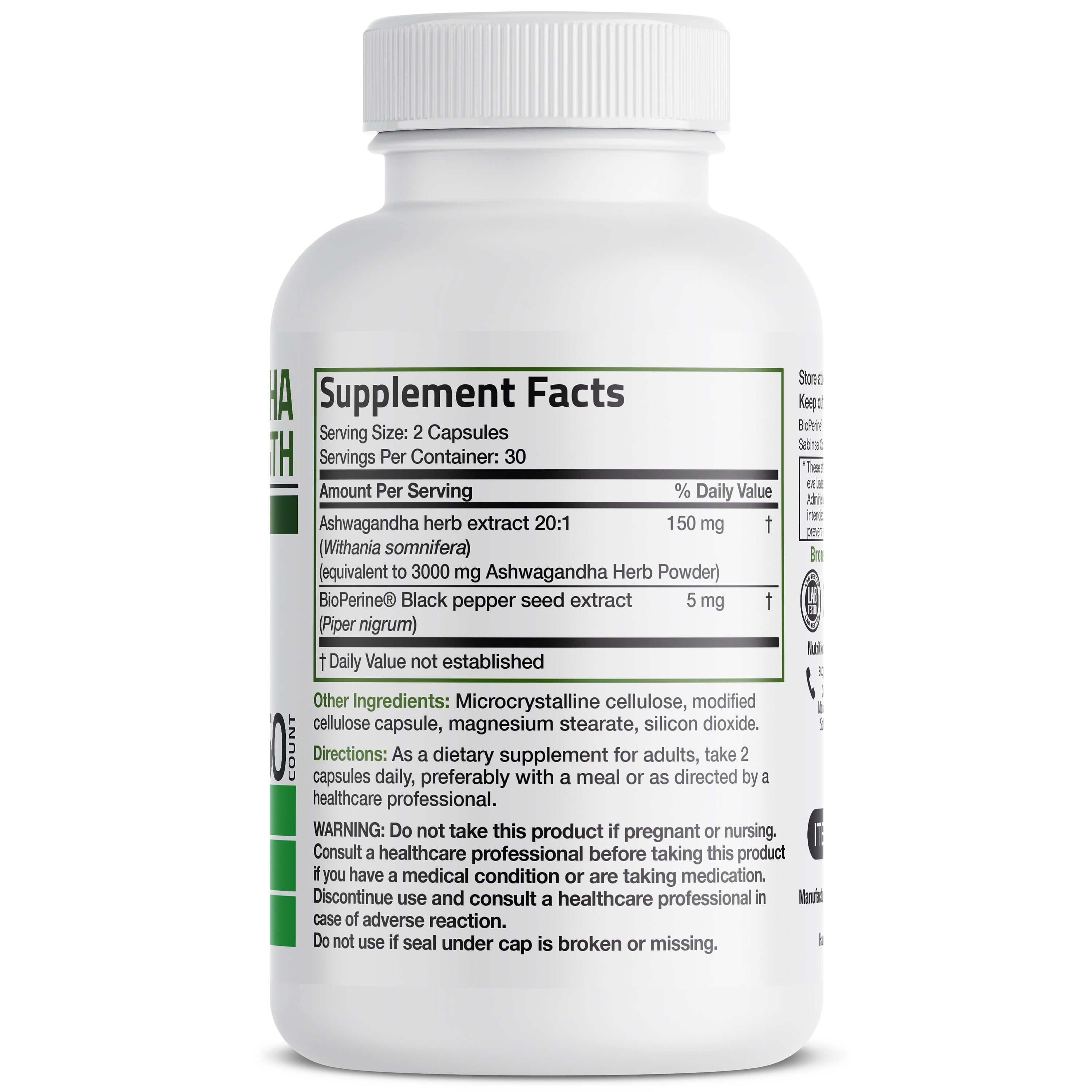 Bronson Vitamins Ashwagandha Extra Strength - 3,000 Mg 60 Caps thumbnail 6