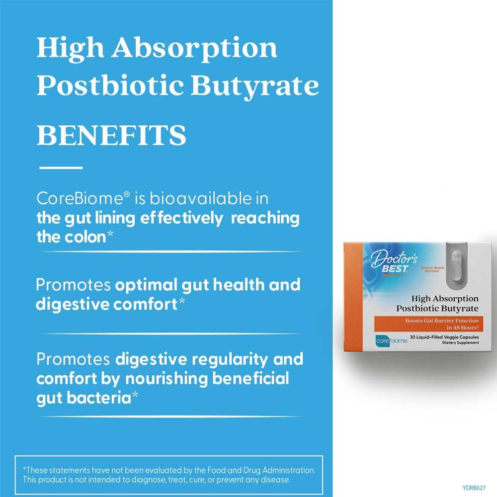 Doctor's Best High Absorption Postbiotic Butyrate, 300 Mg, 30 Liquid-Filled Veggie Capsules thumbnail 2