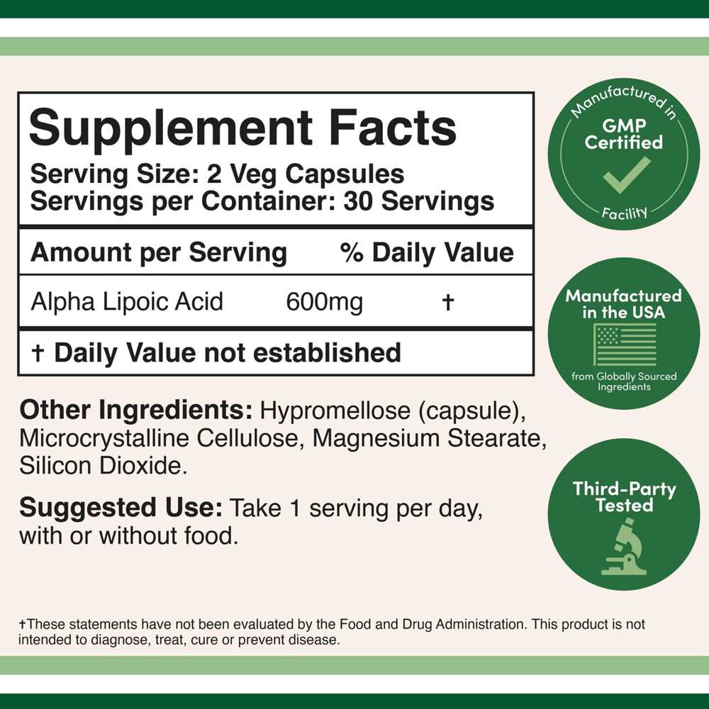 Double Wood Alpha Lipoic Acid – 600 Mg – 60 Capsules thumbnail 2