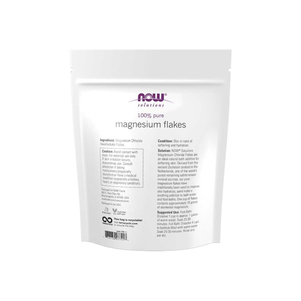 Now Foods Magnesium Flakes – Pure Magnesium Chloride Crystals – Relaxing Bath Soak – 750 g thumbnail 2