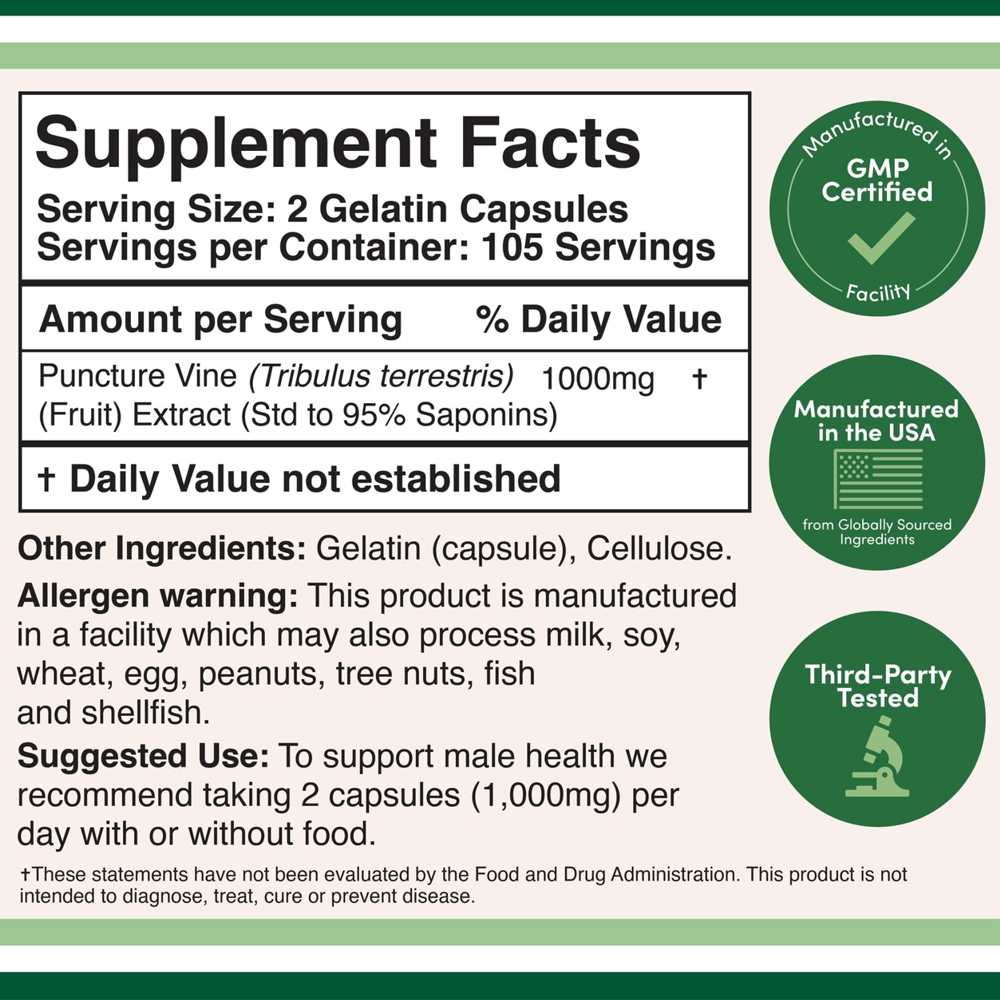 Double Wood Tribulus Extract 1000mg – 95% Saponins – 210 Capsules thumbnail 2