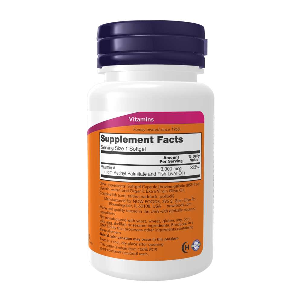 Now Foods Vitamin a 10,000 Iu – Eye, Skin & Immune Health – 100 Softgels thumbnail 2