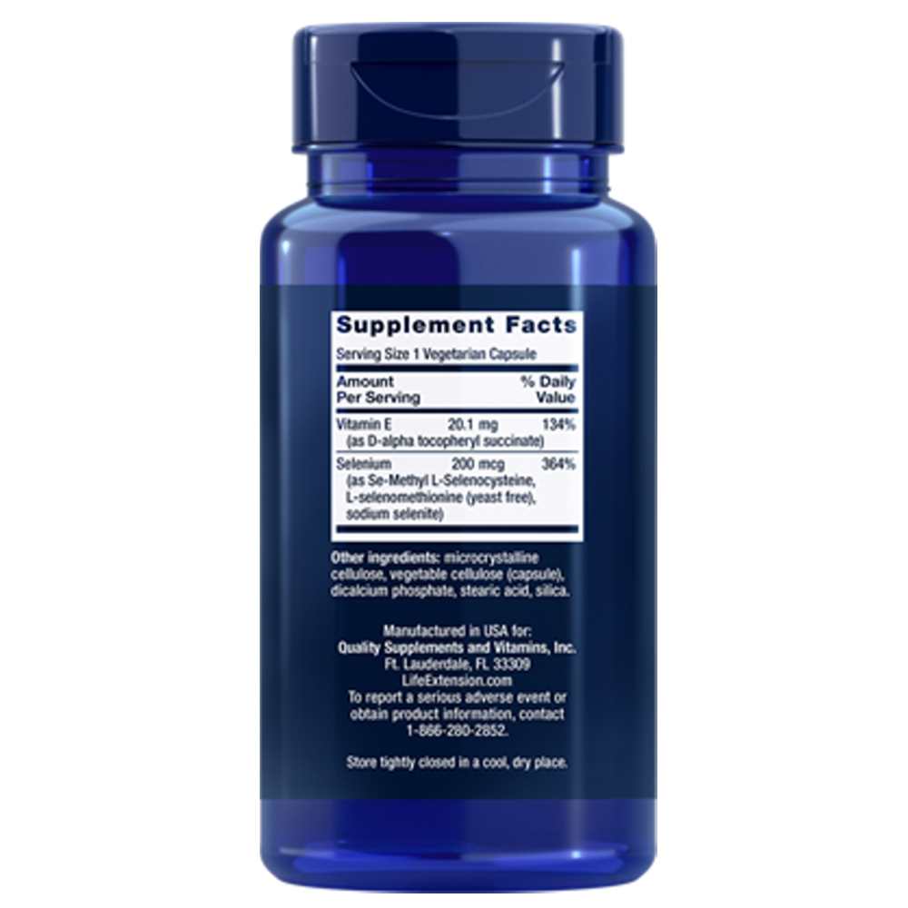 Life Extension Super Selenium Complex – 200 Mcg + Vitamin E 100 Veg Capsules thumbnail 2