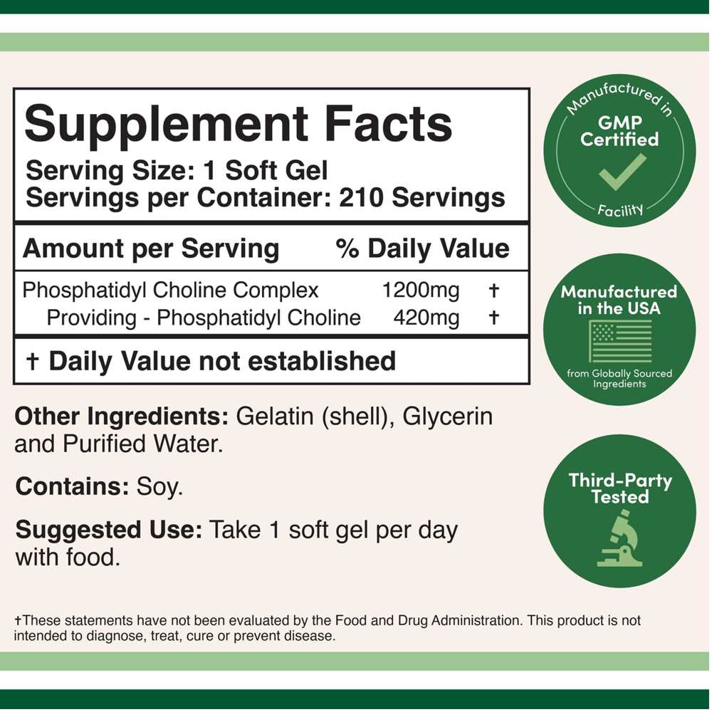 Double Wood Phosphatidyl Choline 1200mg – 210 Softgels thumbnail 2
