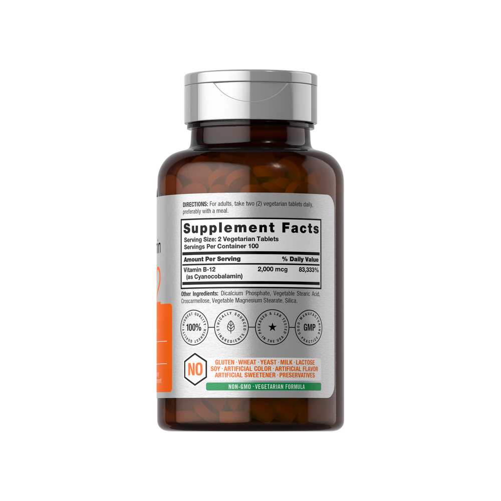 Horbäach Vitamin B-12 2000mcg per Serving | 200 Tablets thumbnail 2