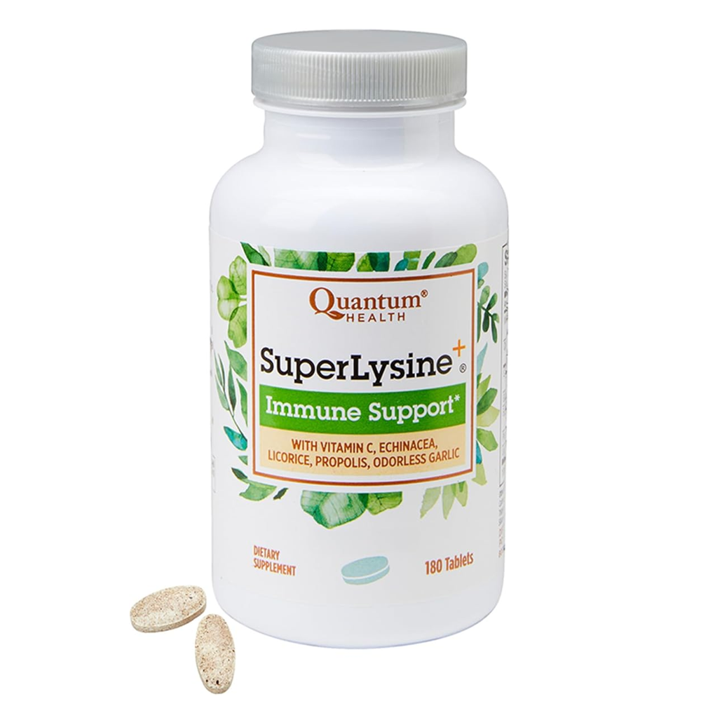 Quantum Health Super Lysine Immune Support with Vitamin C, Echinacea, Licorice, Propolis & Odorless Garlic, 180 Tablets thumbnail 3