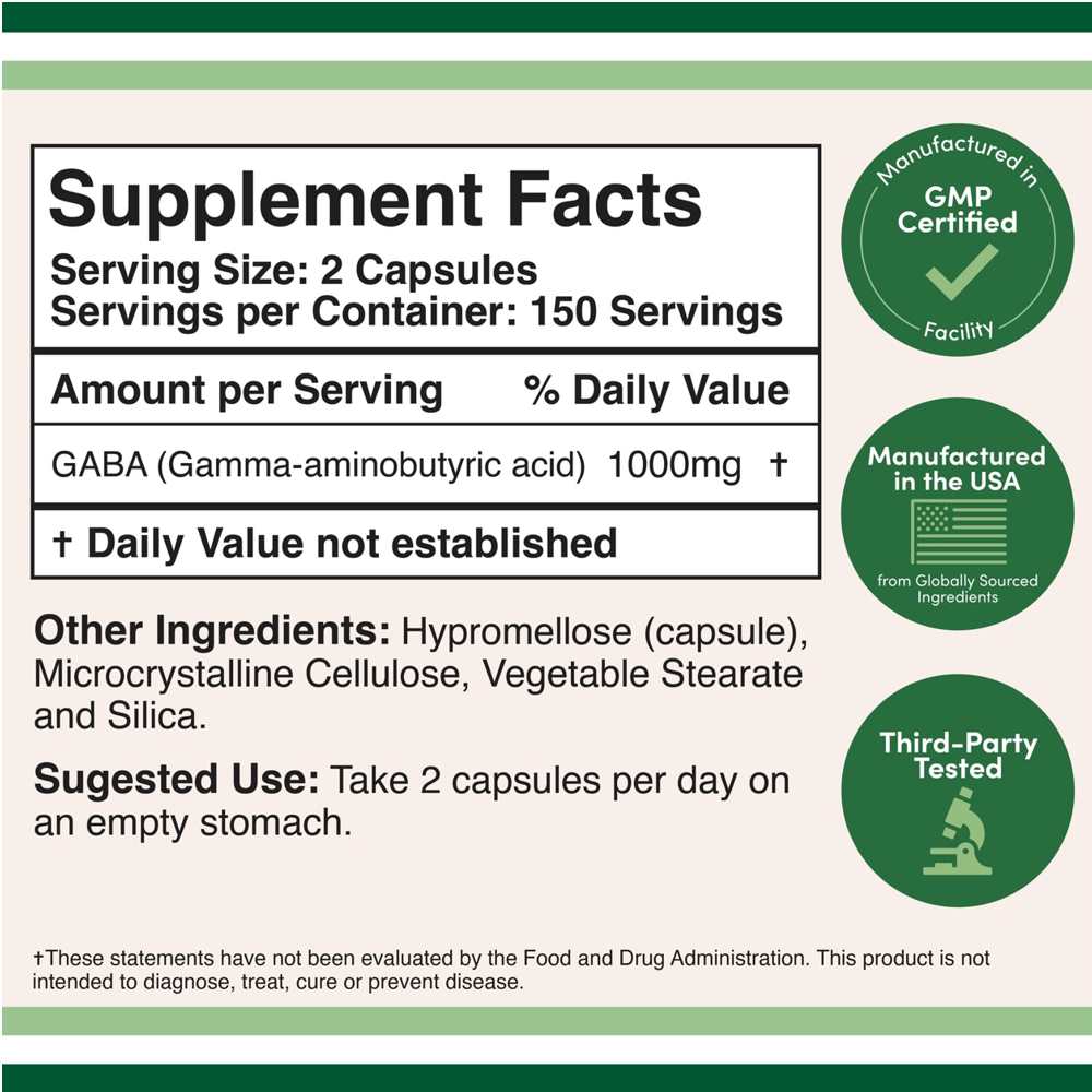 Double Wood Gaba 1000 Mg – 300 Capsules – Inhibitory Neurotransmitter Support thumbnail 2