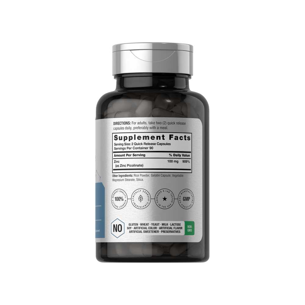 Horbäach Zinc Picolinate 100mg per Serving | 180 Capsules thumbnail 2