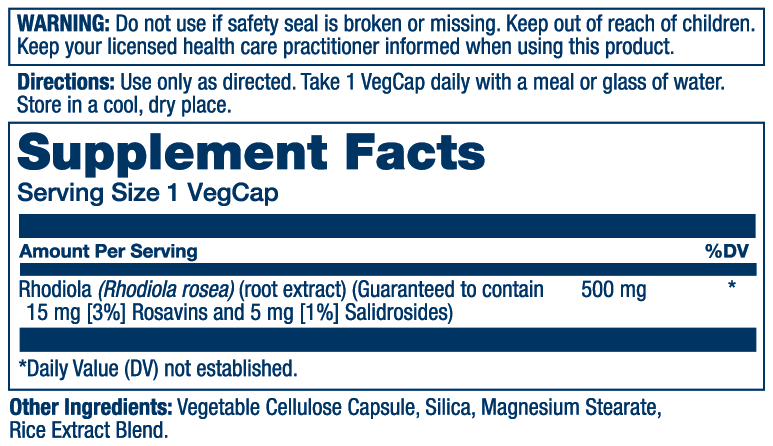 Solaray Super Rhodiola Root Extract 500mg 60 Caps thumbnail 2