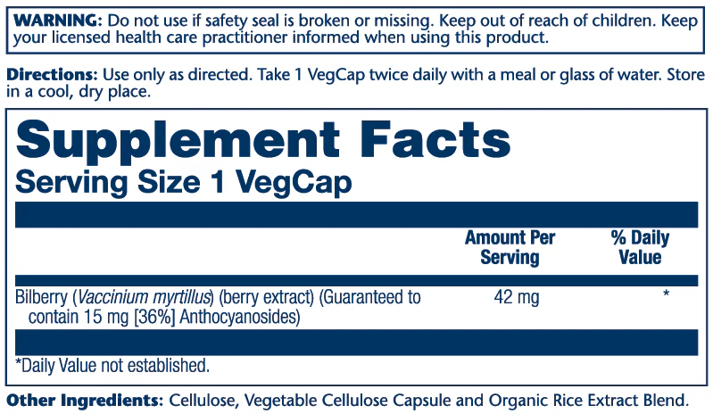 Solaray Bilberry Extract 42mg 60 Caps thumbnail 2