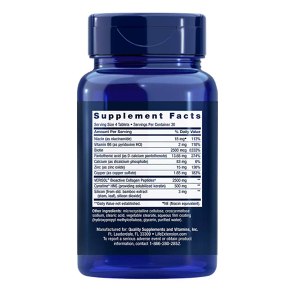 Life Extension Hair, Skin & Nails Collagen Plus Formula – 120 Tablets thumbnail 2