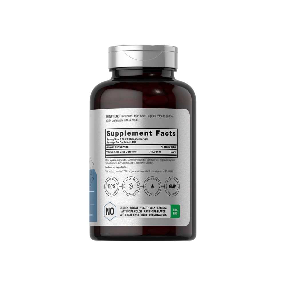 Horbäach Beta Carotene 25000 Iu | 400 Softgels thumbnail 2