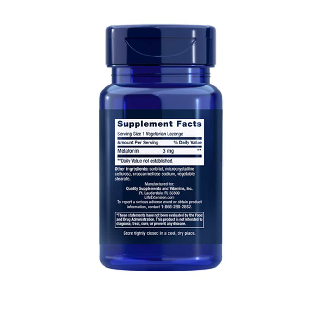 Life Extension Melatonin 3 Mg, 60 Vegetarian Lozenges thumbnail 2