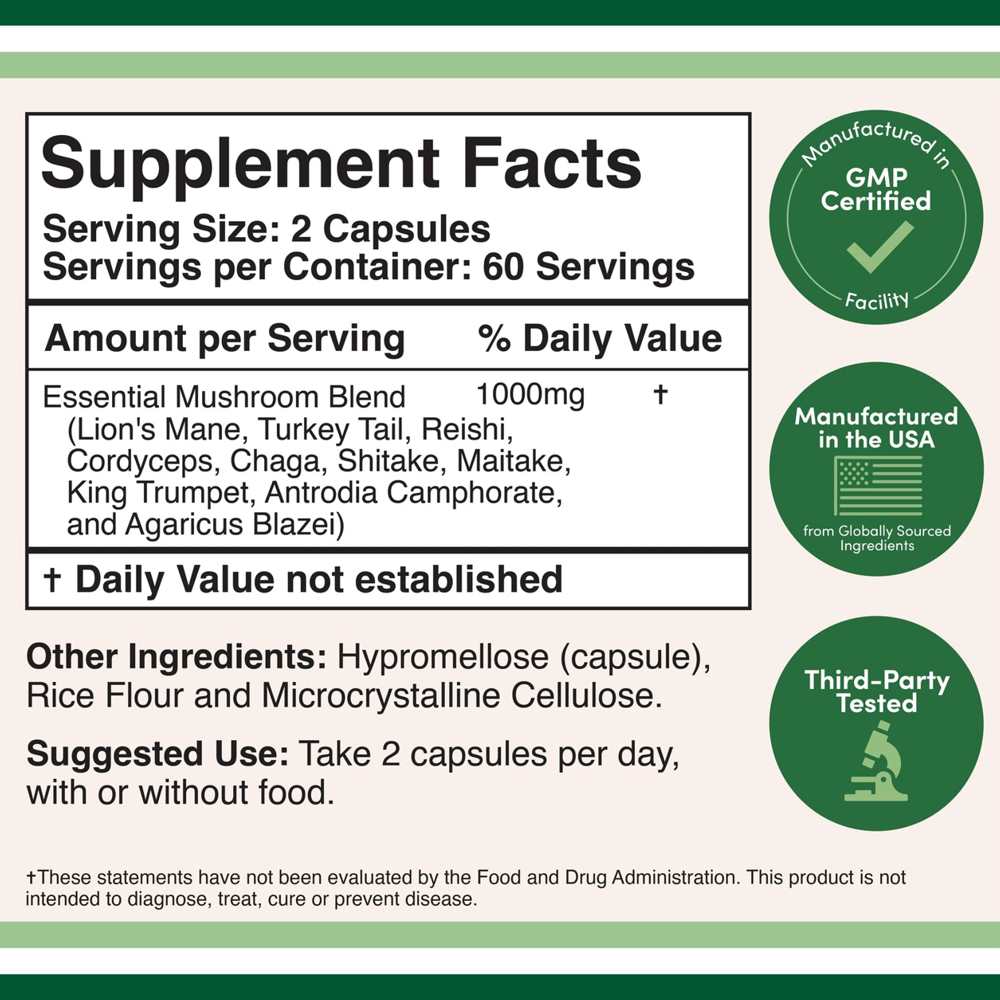 Double Wood Supplements – Mushroom Max 1000mg | 10 Mushroom Complex | 120 Capsules thumbnail 2