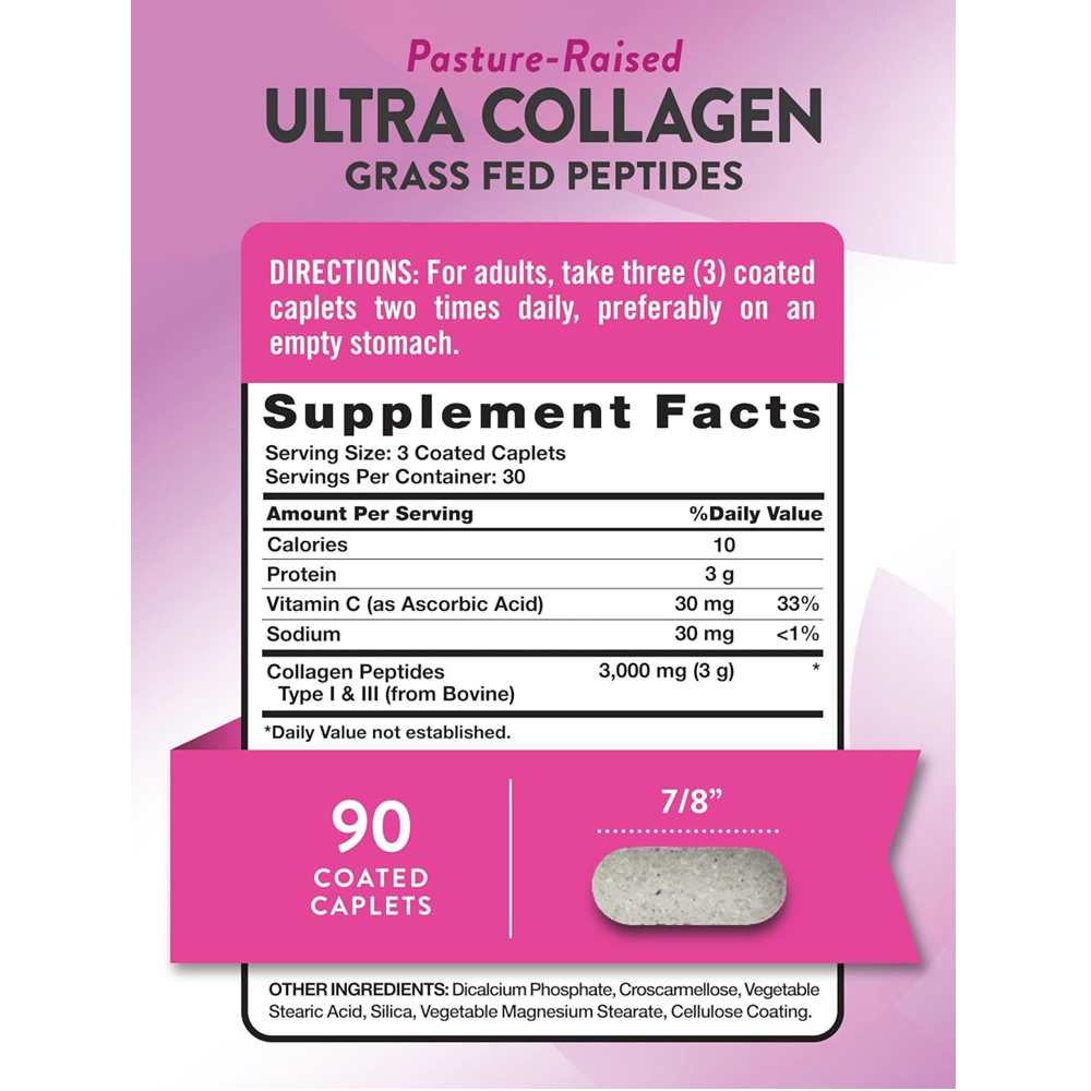 Nature’s Truth Grass-Fed Ultra Collagen – 90 Tablets | 3000 Mg Types I & Iii Peptides thumbnail 2