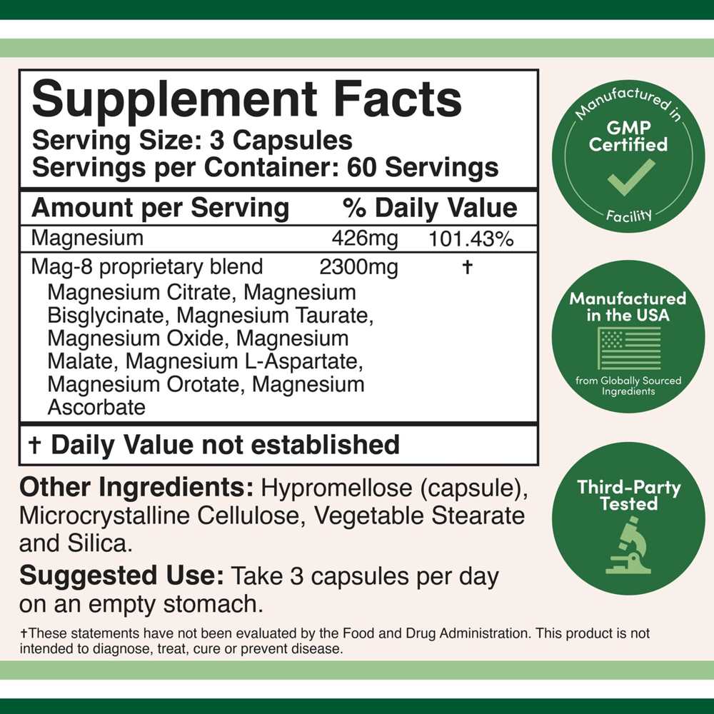 Mag-8 Magnesium Complex by Double Wood – 2300 Mg – 180 Caps thumbnail 2