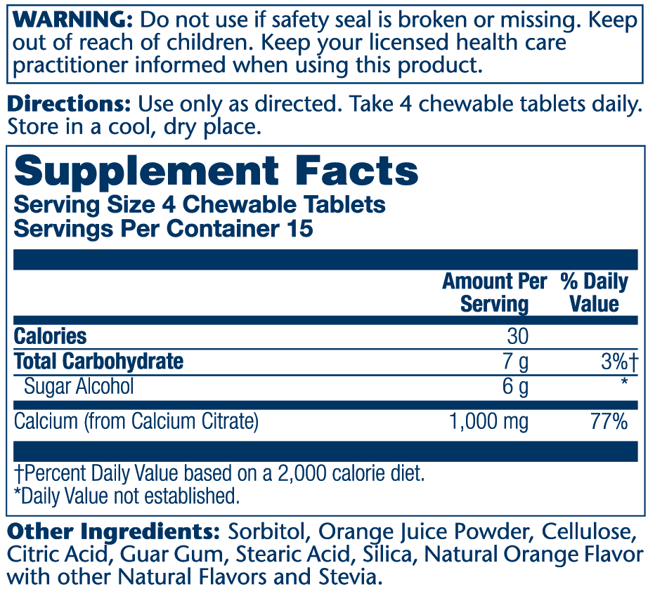 Solaray Calcium Citrate Chewables - Orange 1000mg 60 Tabs thumbnail 2