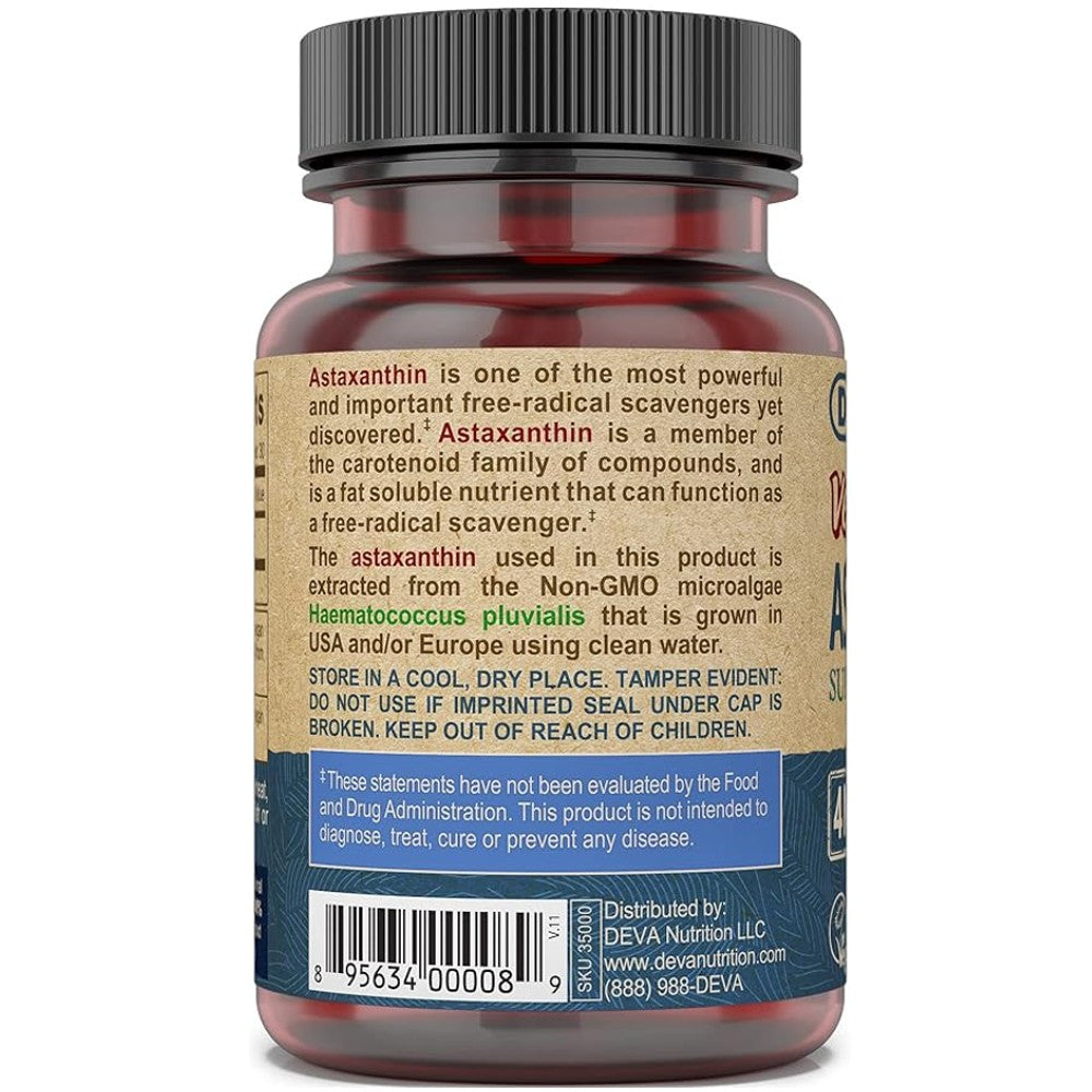 DEVA Vegan Astaxanthin Super Carotenoid 4mg - Microalgae-Powered Antioxidant thumbnail 3