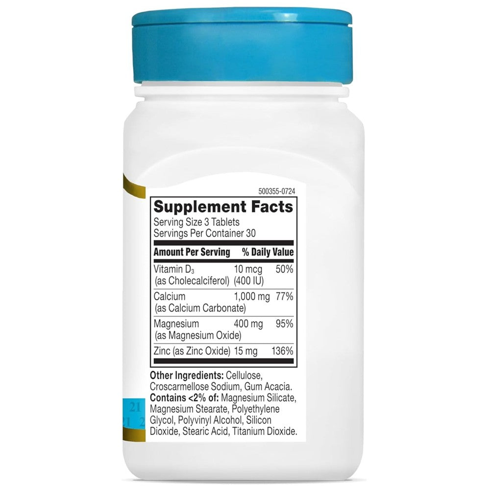 21st Century Calcium Magnesium Zinc + D3 90 Tablets thumbnail 2